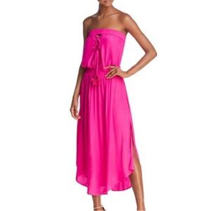 Ramy Brook Fuchsia Pink Strapless Midi Dress NWT